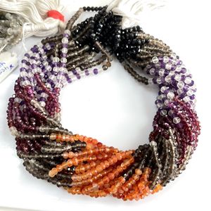 High Quality Multi-Gemstone Faceted Rondelle Beads Natural Stone Beads for Jewelry Making-Wholesale - Product Image 3