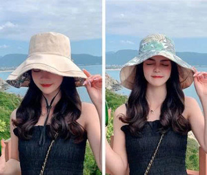 Korean Style Double-Sided Printed Bucket <b>Hat</b> Spring <b>Summer</b> Fashion <b>For</b> <b>Women</b> - Product Image 1