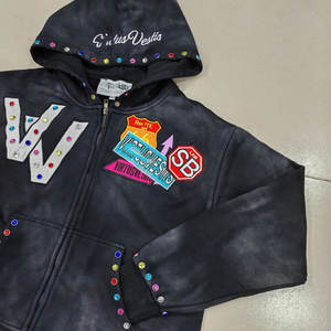 Sudadera con Capucha Personalizada, Estilo Holgado, para Hombre, de Algodón, Hombros Caídos, Chaqueta de Invierno, Estilo Urbano, con Parche Bordado, Tinte Liso - Product Image 4