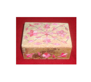 New Modern Design in Rectangular Shape Natural Soapstone <b>Pink</b> Mother of Pearl Handmade Inlay Work Jewelry <b>Box</b> for Wedding <b>Gift</b> - Product Image 1