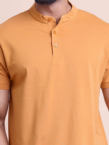 T-shirt à col mandarin à manches courtes 100% coton pour hommes à la mode Vêtements décontractés confortables pour les tenues de tous les jours et le bureau - Product Image 6