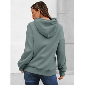 Nueva colección de mujeres 100% algodón manga larga cuello redondo hombro pendiente sólido cómodo pulóver Sudadera CON CAPUCHA DE Bangladesh - Product Image 4