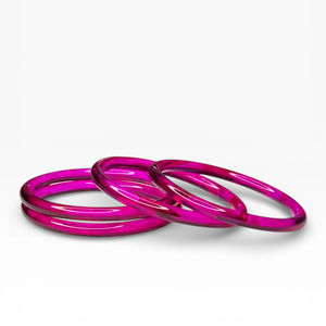 Bracelet en verre facetté de forme émeraude rose vif, design authentique et haut de gamme, tendance pour femmes, léger, prix de gros - Product Image 1