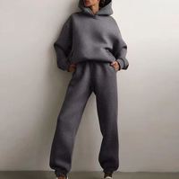Ensemble deux pièces décontracté et tendance pour femme, pull et pantalon de sport couleur unie, coupe ample, collection automne-hiver, vente en gros