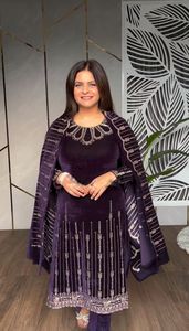 Latest Designer Maruti Fashion Heavy Viscose Velvet Women's Party/Wedding Wear Indian Pakistani Embroidery Sequence <b>Kurti</b> - Product Image 6