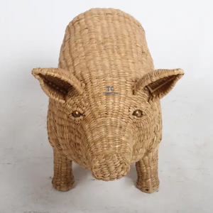 Jouant à la main de la jacinthe d'eau tissée à la main, grande figure de cochon debout, cochon à récurer, vente en gros - Product Image 5