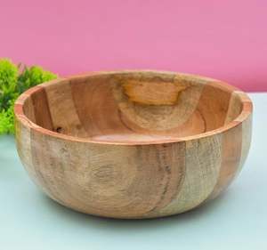 Tazón Redondo de Madera para Cocina, Vajilla, Ensaladera de Madera, Juego de Cuchara y Tenedor, Logotipo Personalizado, Tazón de Madera de Acacia para Cocinar - Product Image 3