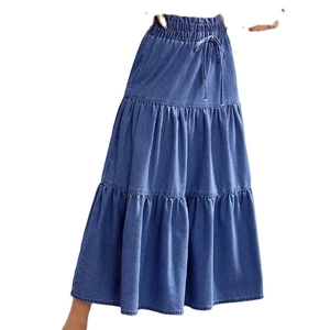 Jupe en denim de coton premium, design simple et sobre, couture de haute qualité, fabrication directe d'usine au Pakistan. - Product Image 5