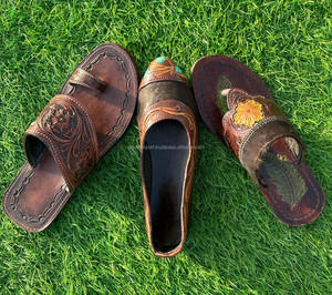 Sandalias de Punta abierta para mujer, chanclas informales de cuero de vaca con estilo occidental, auténticas, hechas a mano, para exteriores - Product Image 4