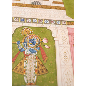 Tapiz de Pared Bohemio de Algodón Rojo Anaranjado con Arte Pichwai, Diseño Escénico Navideño para Dormitorio, con Cuerda para Colgar en Exteriores - Product Image 3