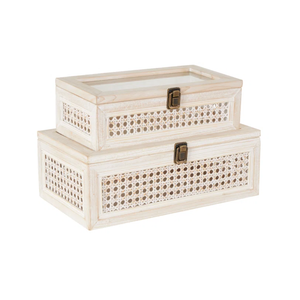 Articles les plus vendus boîtes décoratives en bois naturel avec couvercles boîte en rotin Farmhouse avec bois du Vietnam grossistes - Product Image 3