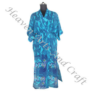 KL006 Bohemian Silk Sari Kimono Bata larga Ropa de verano Bikini Seda Cubrir Venta al por mayor Seda Sari Vintage Sari Kimono largo - Product Image 5
