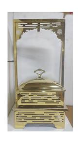 Plat à réchaud élégant en métal doré pour la restauration, les mariages, les hôtels, équipement de maintien au chaud, DESIGN ÉLÉGANT, Art déco, table - Product Image 5