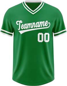 Usine personnalisée vente chaude rétro rayé bouton à manches courtes chemises de Baseball vierge 100% Polyester Baseball Jersey - Product Image 5