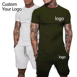 Ensemble 2 pièces d'été en coton décontracté pour homme unisexe T-shirt et short respirants délavés de style streetwear - Product Image 5