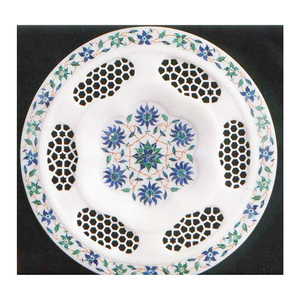 Belle incrustation de marbre et plaque décorative de designer sculptée - Product Image 1