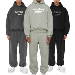 Ensemble de survêtement en coton de haute qualité personnalisé pour homme, comprenant un sweat à capuche oversize et un pantalon de jogging, effet délavé à l'acide, ensemble 2 pièces - Product Image 1