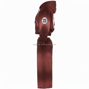 Sweat à capuche à fermeture éclair en polaire épaisse survêtement d'hiver épais 380 GSM tissu doux chaud logo personnalisé broderie et impression survêtements grande taille - Product Image 3