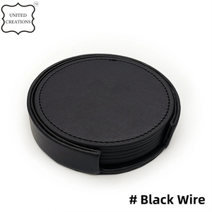 Posavasos de cerámica de la mejor calidad, portavasos redondo para bebidas de té personalizado con cuero de calidad de mármol cosido - Product Image 6