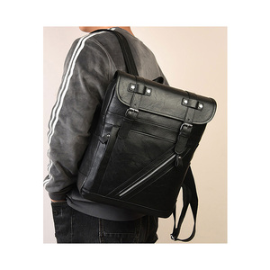 Mochila informal de piel de vaca para hombres y mujeres Cuero suave de moda con forro de cuero genuino Cierre de cremallera Estilo de patrón de letras - Product Image 4