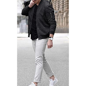 Veste bomber d'hiver sur mesure de haute qualité en gros pour hommes, taille plus, doudoune, lettres, laine, bras en toile, imperméable, vintage - Product Image 4