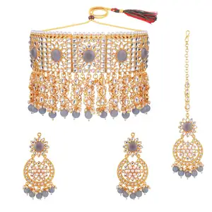 印度制造商珠宝民族设计师昆丹项链传统批发女性婚礼时尚珠宝