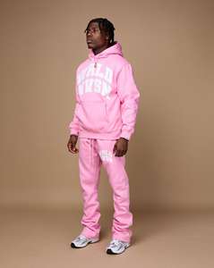 Ensemble de lavage au soleil acide en détresse pour hommes pantalons de survêtement brodés pantalons évasés survêtements Logo sweat à capuche Sun Faded Joggers DTG Hoodie - Product Image 1