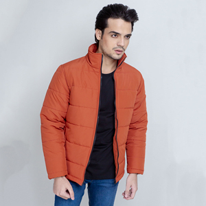 Veste matelassée à col montant en toile d'hiver pour homme, logo personnalisé, couleur assortie, logo frontal - Product Image 1