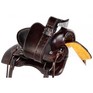 Silla de montar de caballo occidental tipo inglés de diseñador hecho a mano de alta calidad duradera cómoda cuero sintético genuino al por mayor - Product Image 5