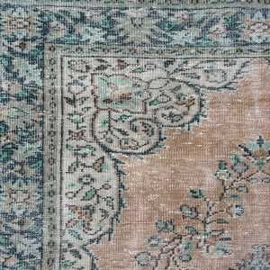 Alfombra Vintage de 5.1x8.2 pies, Alfombra Turca Grande, Alfombra Marroquí de Lana Azul Marrón - Product Image 4