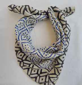 Bandana en coton bohème, imprimé à la main, écharpe pour le cou - Product Image 2