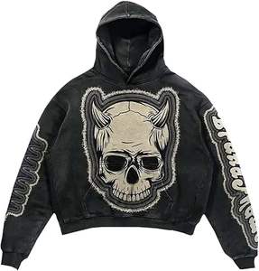 Sudadera con capucha retro de algodón 450G para hombre, lavado ácido, hombros caídos, forro polar de invierno, peso pesado, talla grande, venta al por mayor para tiendas de moda. - Product Image 1