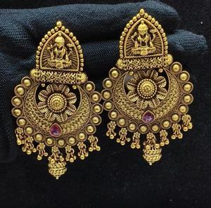 ต่างหูชุบทองคุณภาพพรีเมียม ดีไซน์โบราณ สง่างาม ดูดั้งเดิม เหมาะสำหรับงานแต่งงาน สำหรับผู้หญิงและเด็กผู้หญิง - Product Image 2