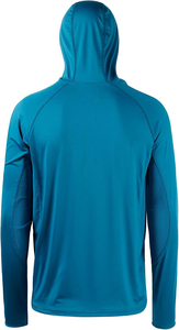 UPF 50 Unisex Long Sleeve Emerald Blue <b>Fishing</b> Shirt with <b>Mask</b> UV Neck Gaiter Hoodie 100% Polyester Anti-Bacterial - Product Image 4