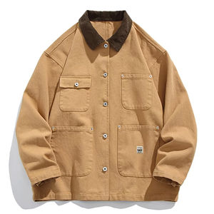 Chaqueta de Hombre con Capucha, Holgada, con Cuello Alto, Estilo Vintage, Transpirable, con Múltiples Bolsillos, Diseño Geométrico, para Primavera y Otoño, Tallas Grandes - Product Image 3