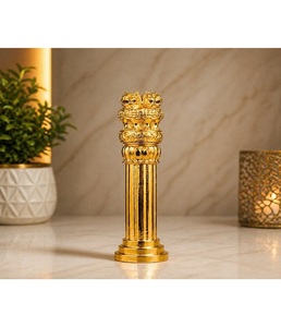 Estatua de León con Capitales de Ashoka Hecha a Mano con Acabado en Oro de 24K, Pieza Decorativa de Lujo para el Hogar, Oficina o Área de Recepción - Product Image 3
