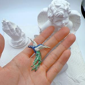 Broche Phénix en Argent Sterling 925, Émail Bleu-Vert Dégradé et Pavé de Zirconium Cubique, Bijou <span class=keywords><strong>Oriental</strong></span> Mythique et Imposant - Product Image 6