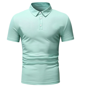 Polos de secado rápido de algodón 100%, camiseta Polo hecha a medida, polos de Color azul sólido para hombre - Product Image 4