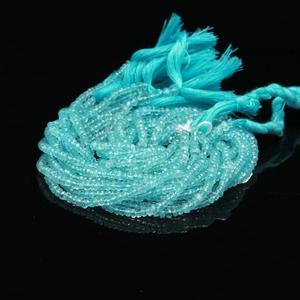 Cuentas Rondelle facetadas de Aguamarina azul de alta calidad 100% Natural claro azul Aqua piedra preciosa hecha a mano fabricación de joyas pulgadas cuenta - Product Image 2