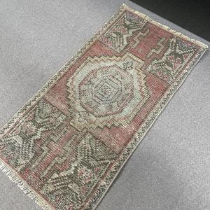 1.3x2.5 ft Turkish Rug, <b>Red</b> Polka dot Vintage <b>Wool</b> Rug - Product Image 5