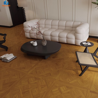 Carrelage en porcelaine de luxe antidérapant à grain de bois sculpté 800x800mm motif soleil levant pour hall d'hôtel et sol de salle à manger