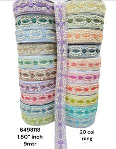 Rubans et lacets brodés à la machine sur mesure en design abstrait et en vingt couleurs pour robes de mariée de 1.5 pouces de largeur - Product Image 6