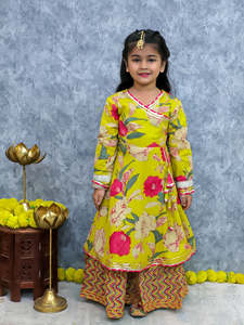 Kids Girls Designer Salwar Kameez Set Comfortable Elegant Cotton Traditional Wear Stretchable Fabric for Parties Festive - Product Image 3