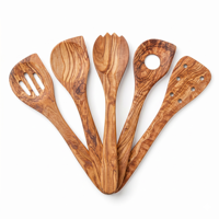 Ensemble de 5 cuillères en bois d'olivier |   Ustensiles de cuisine tunisiens |   Emballage de marque privée