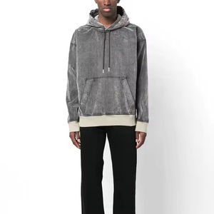 Alta calidad 100% algodón 350GSM lavado con ácido sudaderas con capucha bordado desgastado de gran tamaño logotipo personalizado impresión tendencia de moda - Product Image 1