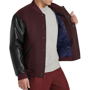 High Quality <b>Lightweight</b> Wool Varsity Style Letterman <b>Jackets</b> Customizable OEM Design Stand Hood <b>Black</b> for Winter Season XL - Product Image 5