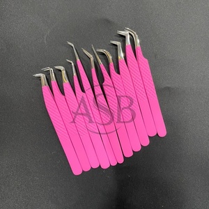 แหนบต่อขนตาสแตนเลสแบบญี่ปุ่นด้ามเพชรสีชมพูยอดนิยมใช้ติดฉลากได้อย่างยั่งยืน - Product Image 5