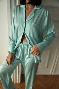 Conjunto de Pijama de Satén para Mujer, Transpirable, Térmico, para Primavera, Camisa de Manga Larga con Botones y Pantalones - Product Image 2