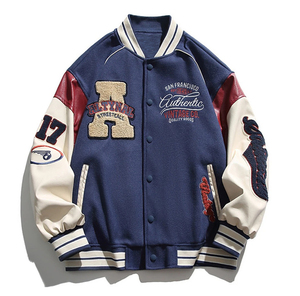 Veste à lettres brodées Streetwear pour collège Veste pour hommes Fashion Top Hong Style Fried Street PU Shuai Student Coat - Product Image 4