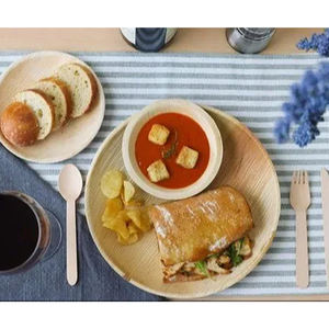 Platos desechables redondos biodegradables duraderos, vajilla ecológica para bodas, picnics y eventos de oficina - Product Image 2